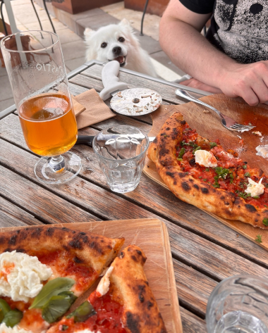 Yuki and my favorite pizza!